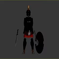 Roman Warrior Weapons Including Golden Sword and Red Accent Shield with Armor