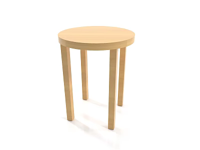 Modern Wooden Bedside Table With Round Top Four Legs And Light Wood 3d model
