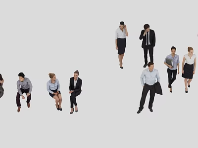 Group of Diverse Professionals in Formal Attire Collaborating and Discussing in Office Environment 3d model