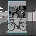 Modern Bicycle Store Interior With White Display Stands Red Backdrop Wall Display Windows And Bicycles 3d model