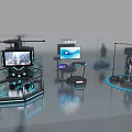 Modern Virtual Reality Experience Center With VR Headsets And Interactive Stations 3d model