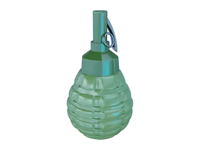 Green Military Hand Grenade Classic Design With Fuse And Safety Pin 3d model