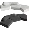 Modern White and Gray Modular Sectional Sofa with Comfortable Cushions and Versatile Design 3d model