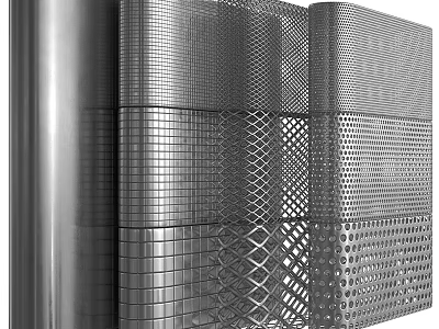 Innovative Architectural Components Featuring Metal Mesh Perforated Panels And Modern Grid Designs 3d model