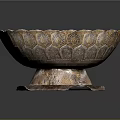 Decorative Silver Bowl With Intricate Patterns And Ornate Base For Household Decor