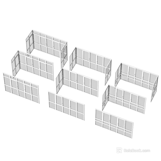 Different Types Of French Windows Featuring Various Structural Designs And Layouts 3d model 