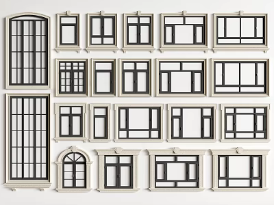 Versatile Casement Windows Styles With Multiple Frame Designs And Glass Patterns For Home Interior 3d model