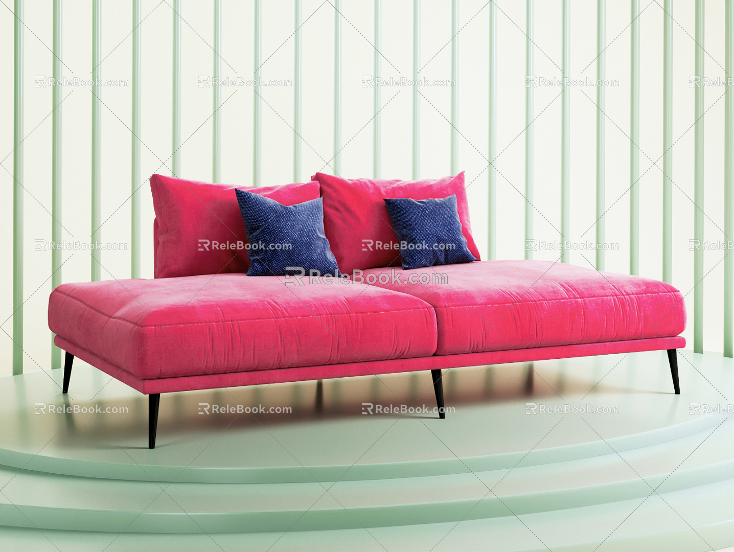 modern double sofa fabric double sofa 3d model