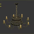 Vintage Iron Chandelier With Wheel Design And Multiple Candle Shaped Lights