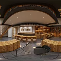 Dry Free Tavern Restaurant Interior With Wooden Bar Counter Tables And Lanterns