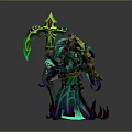 Game And Movie Character With Glowing Green Purple Accents Ornate Robe Tentacle Arms And Spear