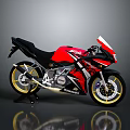 Yamaha Red And Black Sport Motorcycle With White Accents Black Seat Yellow Rimmed Wheels Streamlined