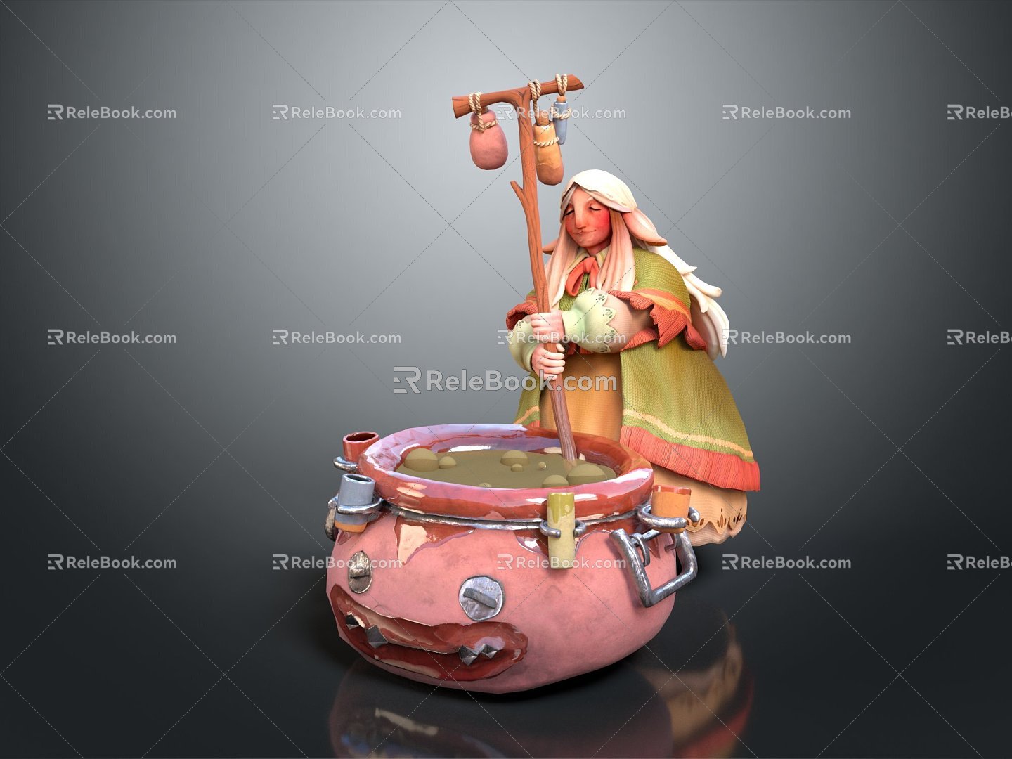 Modern Magic Girl Female Elf Cartoon Witch Magic Witch 3d model