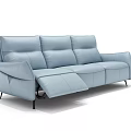 Light Blue Modern Reclining Leisure Sofa Set Three Seater With Black Legs
