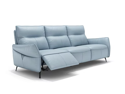 Light Blue Modern Reclining Leisure Sofa Set Three Seater With Black Legs 3d model