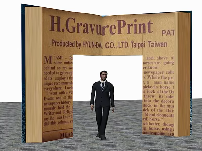 Book Formed Archway Produced by HYUNDA CO LTD Taipei Taiwan With Man Standing In Middle 3d model