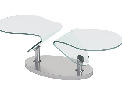 Modern Curved Glass Top Coffee Table With Sleek Silver Metal Base Design 3d model