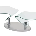Modern Curved Glass Top Coffee Table With Sleek Silver Metal Base Design
