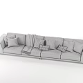 Modern Gray Sectional Sofa With Spacious Design Plush Cushions And Throw Blanket 3d model