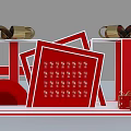 Festive Red Gift Display With Red Gift Boxes Golden Bows And Red Frames 3d model