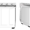 Two White Twin Tub Washing Machines With Control Panel Knobs And Sleek Design For Home Use