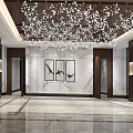 Modern foyer foyer public area reception area clubhouse elevator hall entrance space 3d model