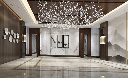 Modern foyer public area reception area clubhouse elevator hall entrance space 3d model