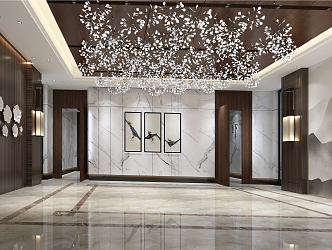 Modern foyer public area reception area clubhouse elevator hall entrance space 3d model