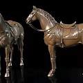 Exquisite Bronze Horse Sculptures With Detailed Saddle Reins And Realistic Design