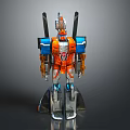 Colorful Robot Action Figure With Orange Blue Silver Mechanical Wings And Standing Pose