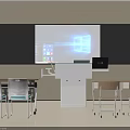 Modern Space Saving Classroom Desks And Chairs Combination With Intelligent Teaching Screen And Podium