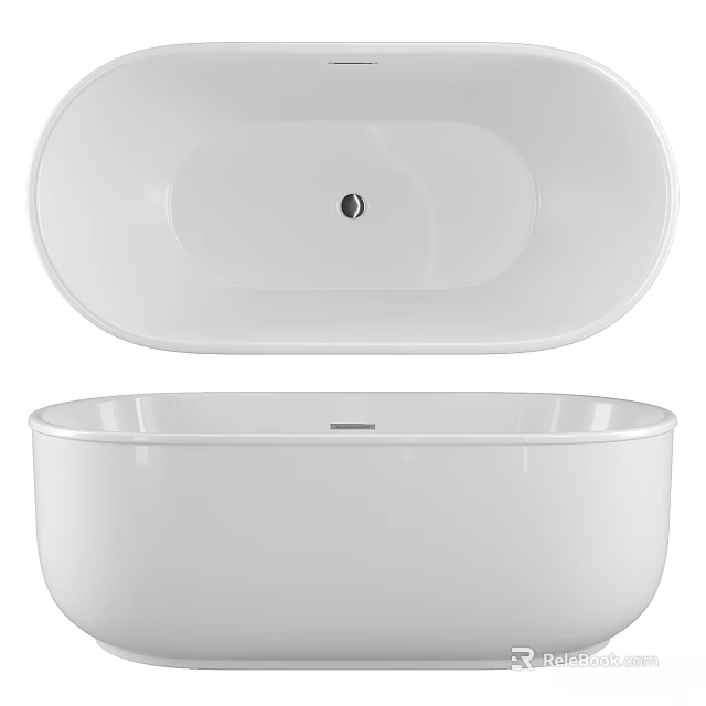 White Freestanding Bathtub With Sleek Modern Design And Smooth Surface 3d model 