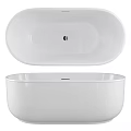 White Freestanding Bathtub With Sleek Modern Design And Smooth Surface