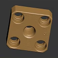 Brass Industrial Equipment Component Design With Central Threaded Hole And Four Holes