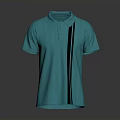 Collared Turquoise Polo Shirt Short Sleeve With Black Vertical Stripes Design