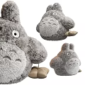 Fluffy Gray Totoro Plush Toy With Big Eyes Round Body And Small Paws