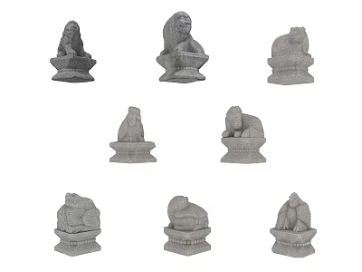 Wood Stone Carvings For Home Decor With Various Designs And Shapes 3d model