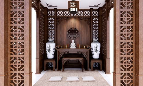 Chinese-style Buddha Hall Buddha Pavilion Buddha Shrine Sacred Table God Table Sacred Table Chinese-style Entrance Partition Fragrance Table Eight Immortals Table 3d model