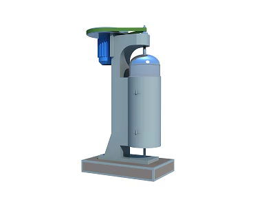 Industrial Vertical Equipment With Green Top Blue Component Gray Body And Stable Base 3d model