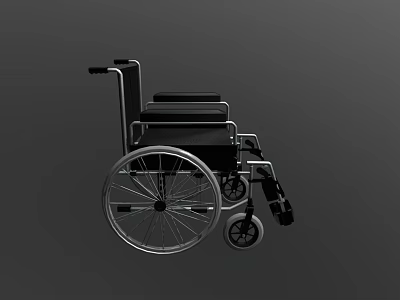 Black Manual Wheelchair With Steel Frame Large Rear Wheels And Mobility Design 3d model