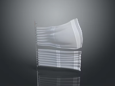 Contemporary White Pleated Design Structure With Metal Frame And Reflective Base 3d model