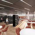 Modern Library Book Reading Area 3d model