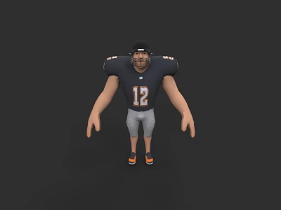Game Movie Character Football Player Black Jersey Number 12 Gray Pants Orange Black Shoes 3d model