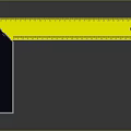 Yellow L Shaped Ruler With Black Edge And Circular Hole For Measurement