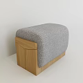 Minimalist Wooden Frame Stool with Gray Fabric Cushion and Modern Design