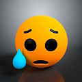 Yellow Round Emoji Daily Life Decoration With Blue Sweat Drop And Sad Face
