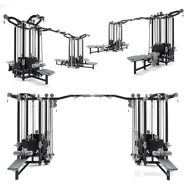 Multi Station Fitness Equipment For Strength Training And Gym Workouts 3d model 