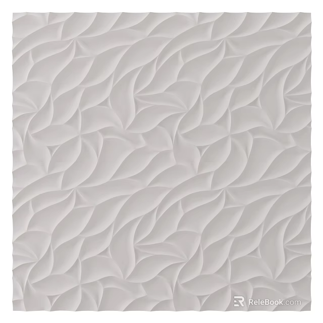 White Textured Wall With Leaf Pattern 3D Design For Interior Decor 3d model 