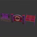 Wild West Themed Scene Components With Red Archway Wooden Wall And Awning