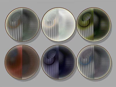 Modern Decorative Circular Wall Lamps With Striped Patterns And Various Color Tones 3d model